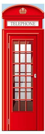Fridge Stickers to Cover Full Doors 3D Red London Telephone Box Self Adhesive Refrigerator Door Sticker Professional Vinyl Wallpaper60X180CM