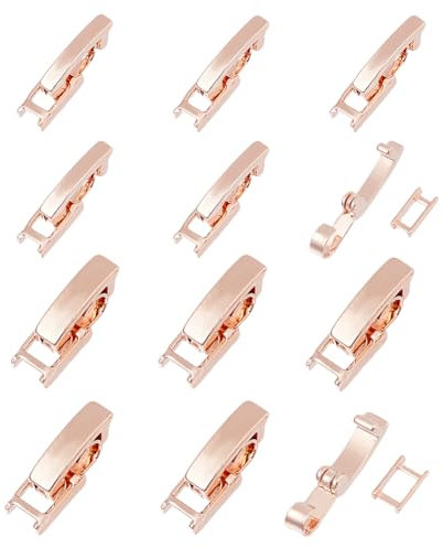 SUPERFINDINGS 24Pcs 2 Styles Brass Fold Over Clasps Rose Gold Necklace Bracelet Extenders 15-16.5mm in Length Foldover Extension Clasp Jewelry Clasps for DIY Jewelry Making