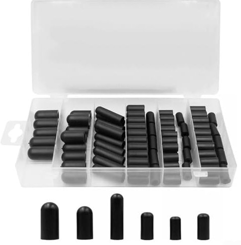 VOANZO 105pcs Cap Assortment, Rubber, Rubber Vacuum Line Cover Kit, Carburetor Vacuum Line Hose Rubber Boot Cap Assortment Kit For Carburetors and Hoses