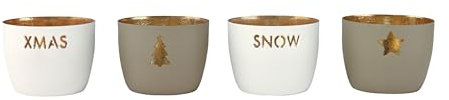 Windlicht Madras 4er Set XS mit X-Mas Motiven, weiß Sandstone Eisen Höhe 4,5cm