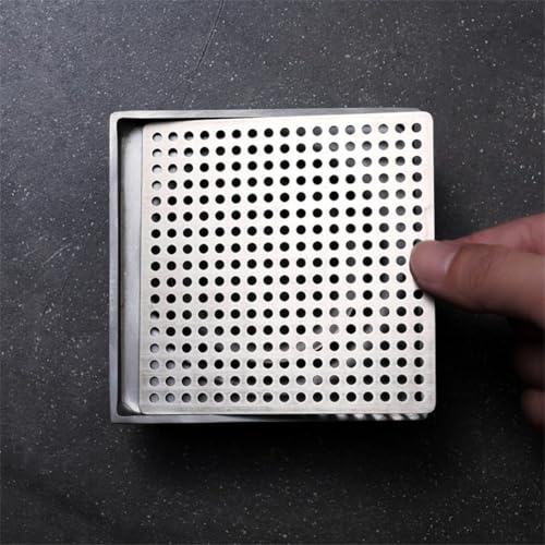 Besshepplo Edelstahl-Bodenablauf, quadratische Duschablaufabdeckung, geruchshemmend, große Duschfalle, Ersatz, effizienter Haarblocker (9,2 cm)