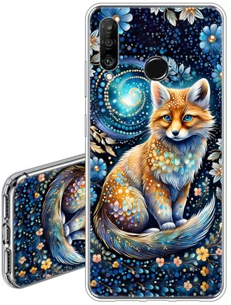 JEZSTHAI Handyhülle Kompatibel mit Huawei P30 Lite Hülle Silikon Weiche Fallschutz Stoßfeste Kratzfeste Durchsichtige Schutzhülle mit Aesthetic Muster Fuchs