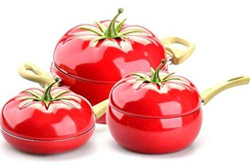 QTYQWC Cookware Set Fruit Frying Pan Milk Pot Cooking Pot Enamel Soup Pot Saucepan Induction Cooker Aluminum Kitchen Hotpot Casserole (Color : Red) (Yellow) (Yellow) (Red)