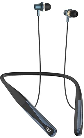 Nsyee A18 V5.4 Neckband Bluetooth Earphones, Voice Assistant Compatible | Bluetooth Headphones for Running, 35H Playtime, IPX5 Headphones, Wireless Earphones with Mic, ENC Noise Cancelling, Black