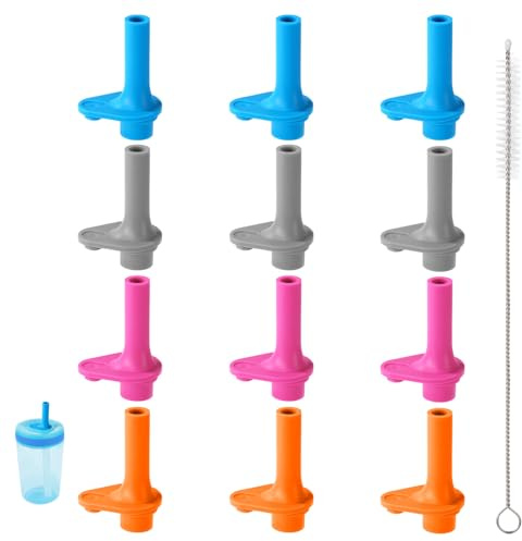 Goktvai 12stk Ersatz-Bissventil für Zak, Silikon BPA-Freies Mundstück mit Reinigungsbürste Wiederverwendbar & Dicht Trinkhalm-Zubehör Kompatibel mit Zak Designs Kelso 15oz (4 Farben)