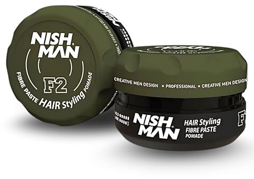 NISHMAN Hair Styling Pomade F2 - Fibre Paste Pomade 100g - Strong Flexible Hold & Matte Finish - Long-Lasting Texture & Definition - Easy to Apply & Restyle