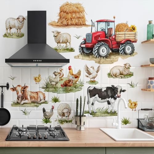 WandSticker4U®- XXL Wandtattoo BAUERNHOF Kinderzimmer (180x78 cm) I Wandsticker Bauernhof Tiere Schwein Kuh Schafe Traktor I Wandaufkleber Wanddeko Kinderzimmer Mädchen Jungen Tiere Deko