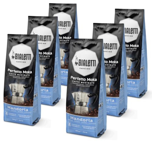 Bialetti Perfetto Moka Caffè Macinato, 1.5 Kg, Gusto Mandorla - 6 x 250 g