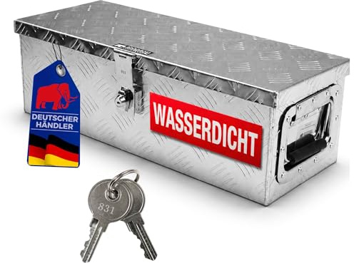 PROREGAL Deichselbox TITAN Anhängerbox für PKW Anhänger Alubox abschließbar mit Deckel & 2 Schlüsseln, HxBxT 19x60x25cm, Aluminium, Werkzeugkiste Aufbewahrungsbox
