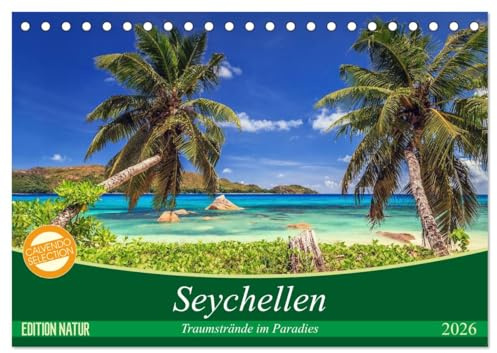 Seychellen – Traumstrände im Paradies (Tischkalender 2026 DIN A5 quer), CALVENDO Monatskalender: Fernweh, Sommer, Sonne, Strand und Meer (CALVENDO Natur)