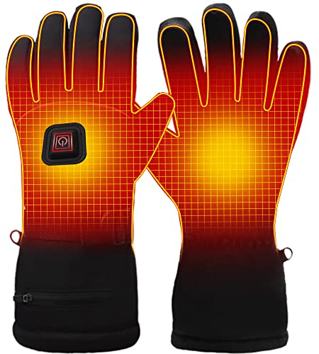 Mermaid Beheizte Handschuhe mit 7.4V-Akkus, Herrenhandschuhe für chronisch kalte Hand, Handwärmer-Handschuhe Erhitzte Motorradhandschuhe für Geschenke, Jagd, Arbeiten im Freien (Schwarz XL)