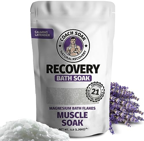 Coach Soak: Recovery Bath Soak - Rejuvenating Post Workout Natural Magnesium Flakes - Absorbiert schneller als Bittersalz zum Einweichen, 1.36 kg (beruhigender Lavendel)