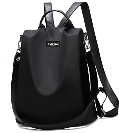 Fmeida Rucksack diebstahlsicher Damen Taschenrucksack 2 in 1 Groß Rucksacktasche Wasserdicht Backpack Schultertasche Daypacks Für Reise Arbeit Alltag Sport Schule Schwarz