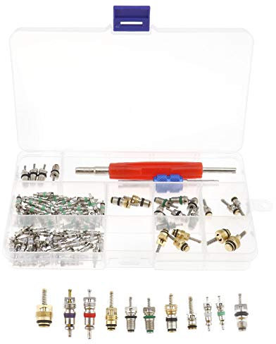 Create idea Kit de herramientas de n¨²cleo de v¨¢lvula de 102 piezas de n¨²cleo de neum¨¢ticos de refrigeraci¨®n A/C R134a/R12