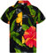 King Kameha Funky Chemise-Hawaienne, Manche-Courte, Big-Flower, Noir, 4XL