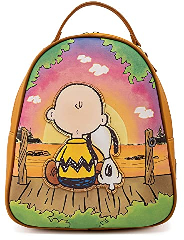 Loungefly Peanuts Charlie and Snoopy Sunset Womens Double Strap Shoulder Bag Purse