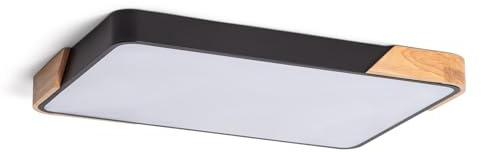 LEDKIA LED Deckenleuchte 30W Rechteckig Holz und Aluminium 625x425 mm CCT W | CCT Wählbar 2700-6500K | Holz & Metall | Für Wohnzimmer & Schlafzimmer