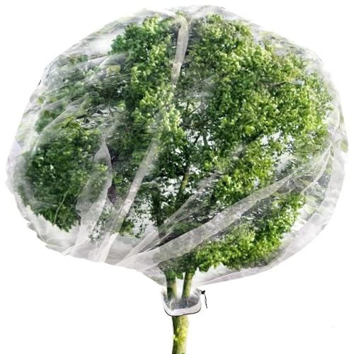 7 x 6 ft Large Fruit Tree Netting, Ultra Fine Mesh Garden Insect Tree Cover with Drawstring Transparent Bird Plant Barrier Flower Fruit Mesh Screen for Preventing Deer Squirrel Bug