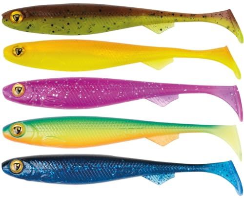 Fox Rage Gummifische zum Barschangeln & Zanderangeln UV Slick Shad Mixed Colour Pack, Länge:7cm