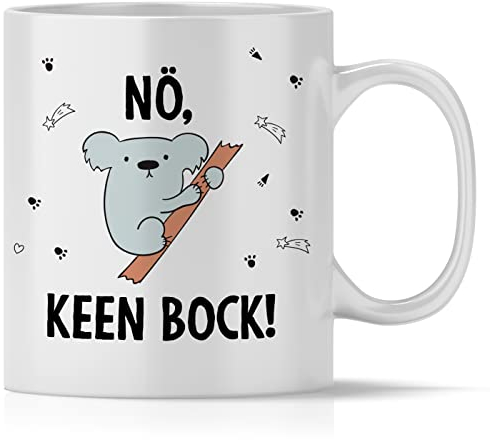 mindmonkeys® Tasse mit Spruch Noe Keen Bock Koala für Büro Arbeit Kollegen Freund Freundin zum Geschenk Geschnekidee zum Geburtstag Vatertag Keramik 300 ml