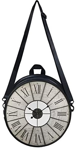 Dolyues Kleine runde Umhängetasche in Uhrenform, Damen-Umhängetasche, PU-Leder, wasserdicht, Tragegriff oben, Clock, One size