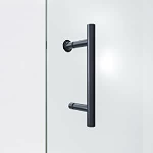 AQUALAVOS Tirador de puerta negro para puerta de ducha de acero inoxidable para puerta de ducha, puertas de cristal, puertas correderas, puerta de ducha de cristal, tirador de barra de 130 mm,