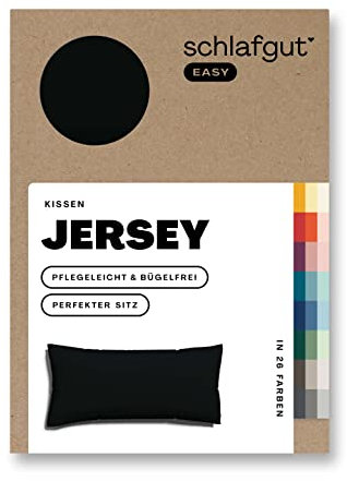 Schlafgut Easy Jersey Kissenbezug 40x80 cm Off-Black mit 100% Baumwolle, superweicher & atmungsaktiver Kopfkissenbezug