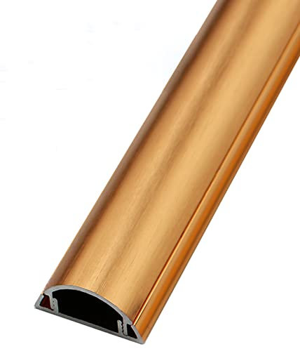 OURECO Aluminum Alloy Trunking,Half Round Cable Cover,Self-Adhesive Cable Tidy,Decorative Wire Hider,Electrical Cable Management，1M Long,Cable Management for Home Office/Gold/No. 2