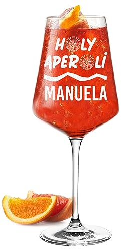 Leonardo Weinglas Aperol 560 ml Volumen mit Gravur - mit Namen - das Geschenk für Frauen zum Muttertag - für Longdrinks und Aperitif - genieße Wein, Sangria - Motiv Holy Aperoli