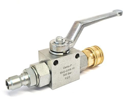 Pressure Washer Ball Valve - 3/8 Inch Quick Connect for Power Washer Hose, Fits 14.8mm Couplings - 4350 PSI (300 Bar)