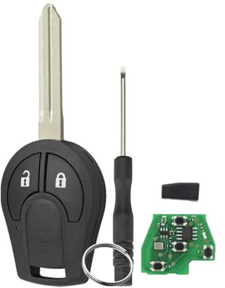 433MHz 2 Button Car Key Remote Control for Nissan Qashqai Note Micra NSN14 Juke Qashqai Tiida X-Trail Cube NV200 Navara Key ID46 FCID CWTWB1U761 with Screwdriver and Key Ring