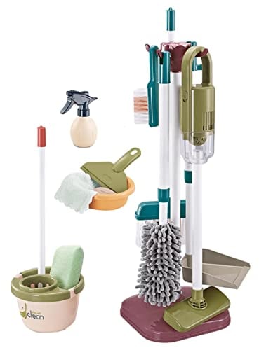 Set De Limpieza Para Niños, Set Limpieza Juguete Madera, Juguetes De Limpieza, Set Limpieza Juguete, Kit De Limpieza Escoba Y Fregona, Juguete Montessori, Regalo para niños y niñas de 3 años y ás