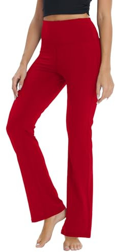Fiita Damen Bootcut Yoga Hose Hohe Taille Bauchkontrolle Lange Bootleg Arbeitshose Workout Running Flare Hose in Weihnachtsstern X-Large
