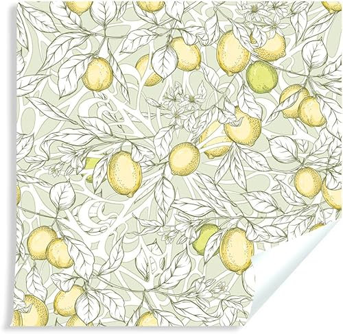 TSOPEFI Papier peint autocollant motif citron 40 x 300 cm plantes jaunes convient pour meubles,armoires,cuisines,murs,salons,chambres à coucher,chambres d'enfants (40 x 600 cm)
