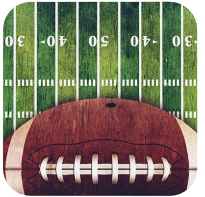 LAMAME American Football Feld und Ball bedrucktes Set mit 4 Leder-Untersetzern, dekorative Untersetzer, Kaffee-Untersetzer