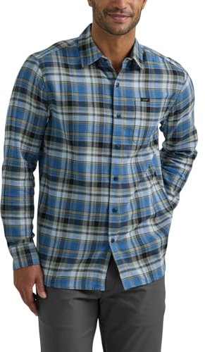 Lee Herren Extreme Motion Allzweck-Arbeitshemd, langärmelig, Mid-Century Blue Plaid, Mittel