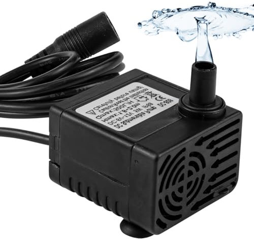 GYOTUU Mini Submersible Water Pump, 5W 500L/H, DC 6-12V Brushless Fresh Water Pump, Solar Fountain Pump for Aquarium Fish Tank, Hydroponics, Home Use