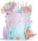 Mermaid Cake Topper Big Tails Seaweed Bubbles Shells and Golden Ginkgo Leaves Cake Set for Under the sea Cake Decor (Mermaid)