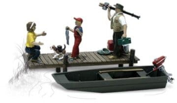 Woodland Scenics A2203 Familie geht Angeln Fischen Boot Steg Figuren Spur N 1:160 Family Fishing