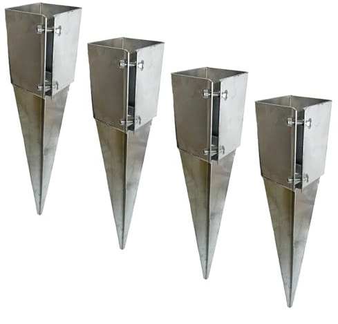 Fence Post Holder Support Drive in Spike Galvanised 100 x 100 x 750mm 4PK