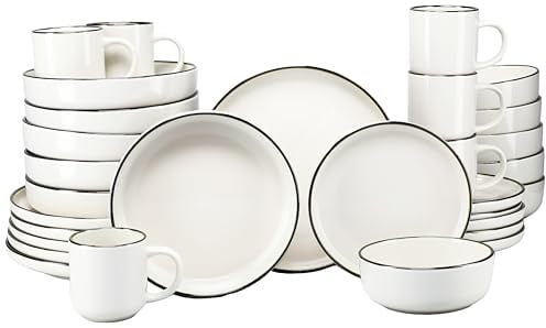 CreaTable, 24794, Serie Nordic Festive Creme, 30-teiliges Geschirrset für 6 Personen, Kombiservice aus Steinzeug, spülmaschinen- und mikrowellengeeignet, Qualitätsproduktion