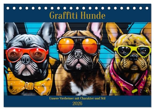 Graffiti Hunde (Tischkalender 2026 DIN A5 quer), CALVENDO Monatskalender: Diese Hunde haben Charakter und Stil! (CALVENDO Kunst)
