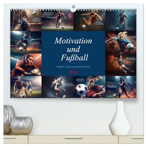 Motivation und Fußball (hochwertiger Premium Wandkalender 2026 DIN A2 quer), Kunstdruck in Hochglanz: Wunderschöner farbenprächtiger Kalender mit einzigartigen Motivationssprüchen (CALVENDO Menschen)