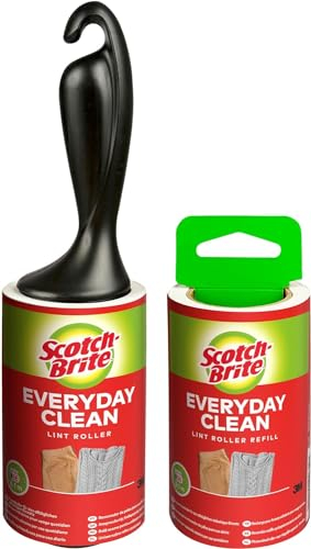 Scotch-Brite Everyday Clean Fusselroller + Everyday Clean Ersatz-Fusselrolle, jeweils 56 Blatt, 2/Packung