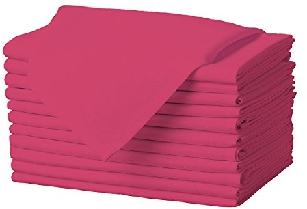Gee Di Moda Stoffservietten – 43,2 x 43,2 cm, Fuchsia feste waschbare Polyester-Servietten – Set mit 12 Servietten mit gesäumten Kanten – ideal für Hochzeiten, Partys, Feiertagsessen und mehr