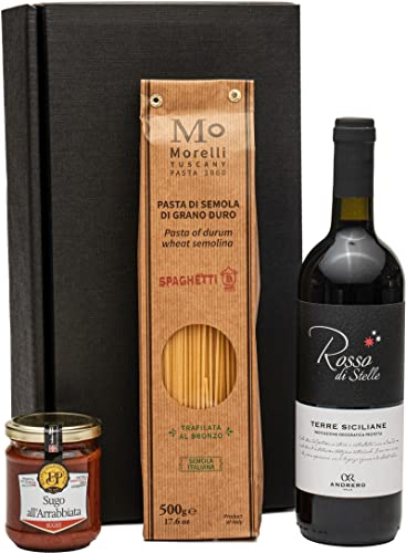 Präsentkorb LA DOLCE VITA gefüllt mit Rotwein und italienischen Delikatessen | Ein Geschenkkorb für Liebhaber der italienischen Küche | Geschenkbox für Männer & Frauen zu Geburtstag, Weihnachten