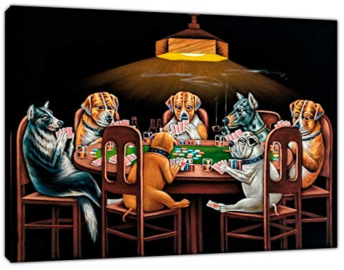 artsprints Kunstdruck auf gerahmter Leinwand, Motiv Hunde spielen Poker, 20'' x 12 inch(50x 30 cm) -18mm depth