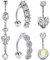 D.Bella 14G Belly Button Ring Surgical Stainless Steel Belly Rings Diamond Butterfly Snake Evil Eye Dangle Navel Rings Reverse Barbell Belly Piercing Jewelry for Women 10mm 3/8