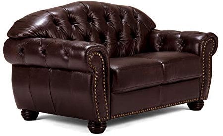 Woodkings® Chesterfield Hereford Sofa 2-Sitzer Echtleder antik braun Couch Bürosofa Polstermöbel 2er antik Unikat Herrenzimmer englisches Ledersofa Stilsofa Clubsofa