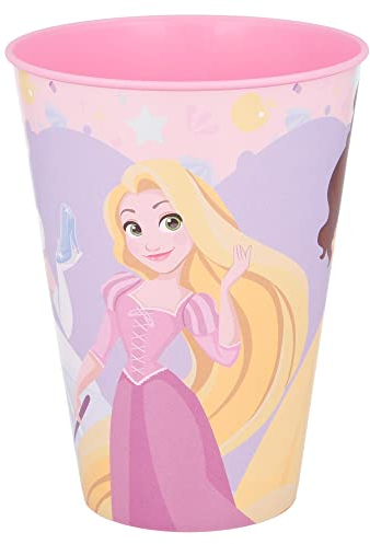 GOBELET RÉUTILISABLE POUR ENFANTS EN PLASTIQUE SANS BPA 430 ML | DISNEY PRINCESS TRUE, Rose